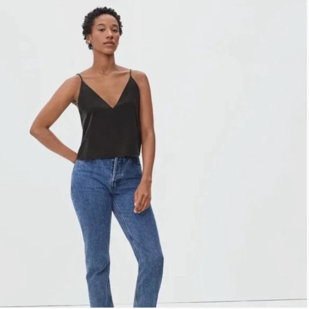 Everlane Black V-Neck Silk Cami Washable